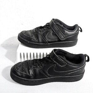 Nike Court Borough Size 3Y Mid 2 Triple Black Kids‎ Sneakers BQ5451-001